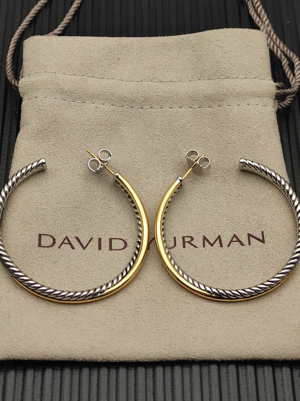 David Yurman Twotone Cable Hoop Earrings